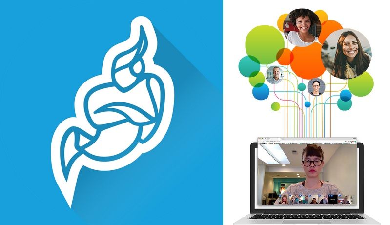 Izda: Imagen corporativa Jitsi Meet. Drcha. Personas conectadas mediane el software Jitsi Meet