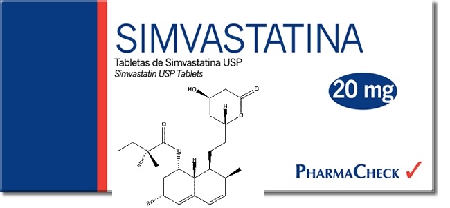 Envase de Simvastatina Imagen del envase de SImvastatina (Laboratorio Pharma Chek)
