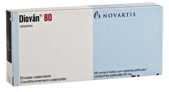 Imagen del envase de Diovan (Valsartán) (Laboratorio Novartis)