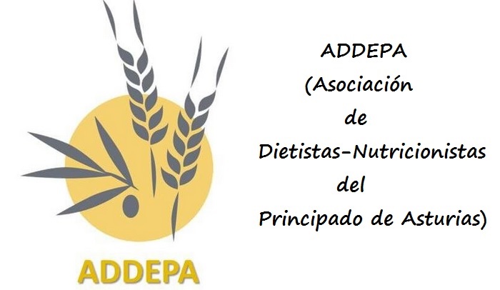 Izda: Logo ADDEPA. Drcha: Texto: Asociación de Dietistas-Nutricionistas del Principado de Asturias)