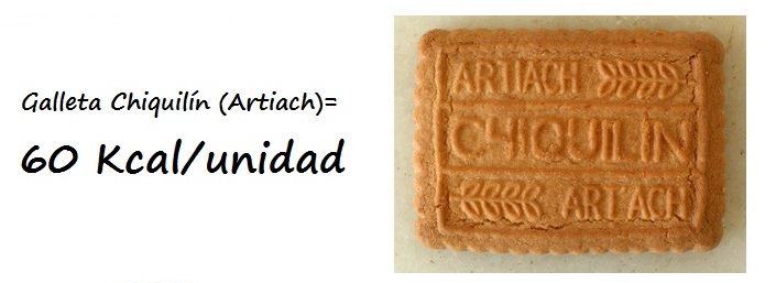 Izda: Fotografían galleta Chiquilín. Drcha: Valor calórico de 1 galleta Chiquilín