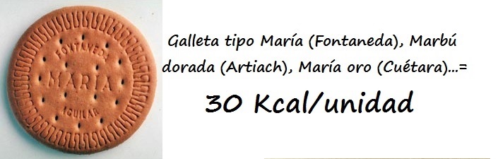 Izda: Fotografían galleta María. Drcha: Valor calórico de 1 galleta María