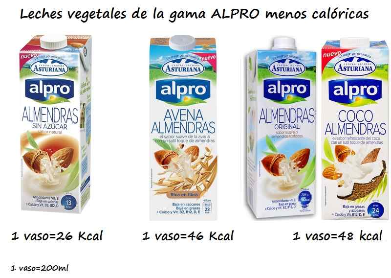 Imágenes de los envases de las tres leches vegetales menos calóricas de la gama ALPRO