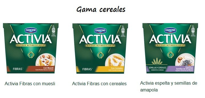 Yogures enteros Activia de la gama  Envases de yogures enteros Activia de la gama