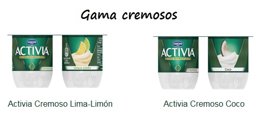 Yogures enteros Activia de la gama “cremososs” Envases de yogures enteros Activia de la gama “cremosos”