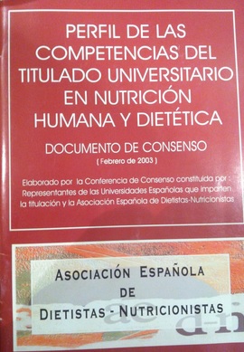 Portada del Documento de Consenso Perfil de las Competencias del Diplomado Universitario en Nutrición Humana y Dietética
