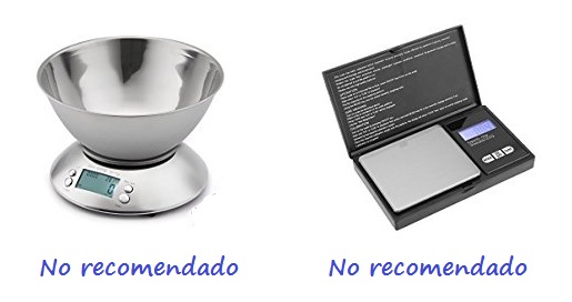 Básculas de cocina digitales no recomendadas
