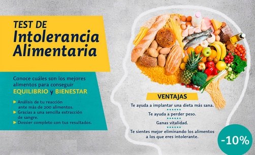 Test de intolerancia alimentaria Publicidad de un test de intolerancia alimentaria