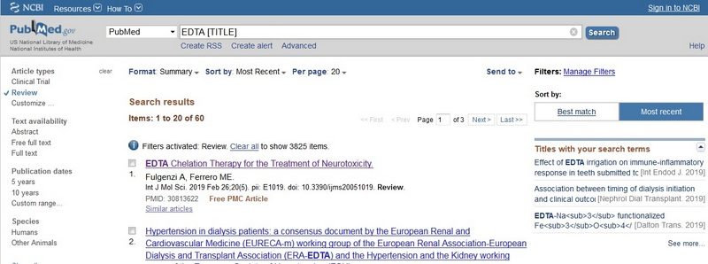 Búsqueda en Pubmed con las palabras clave 