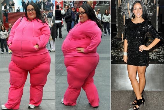 Melissa Gorga portando un traje que simula que está obesa