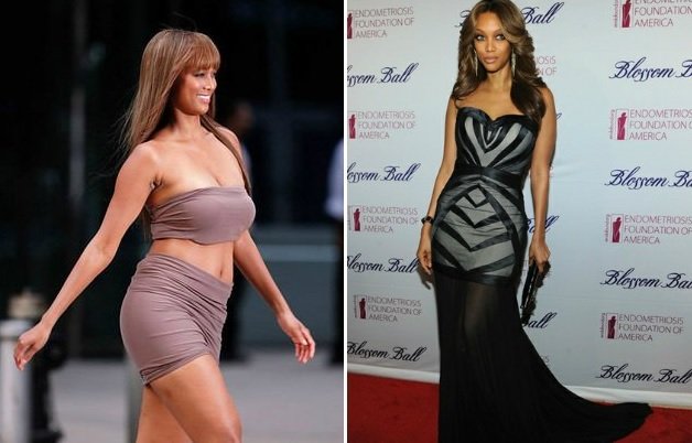Izda: Tyra Banks con exceso de peso. Drcha: Tyra Banks con normopeso