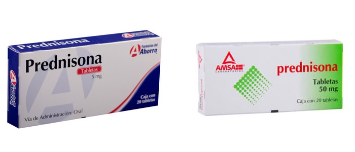 Envases de prednisona de dos laboratorios farmacéuticos