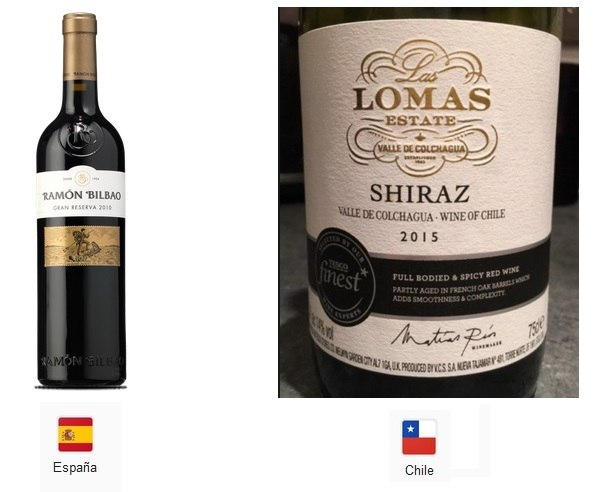 Izda: Ramón Bilbao Gran Reserva 2010. Drcha: Las Lomas. Gran Reserva 2015
