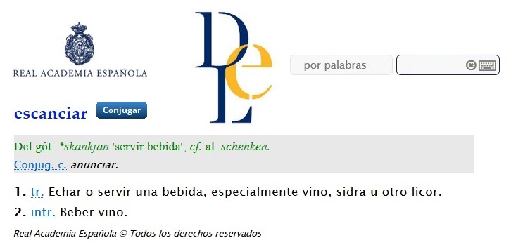 Captura de pantalla de la web de la RAE