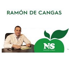 Ramón de Cangas sentado en bata y logo de la red de clínicas