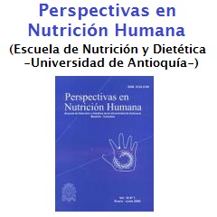 Título en parte superior de la revista científica “Perspectivas en Nutrición Humana” e imagen en parte inferior de la portada de dicha revista