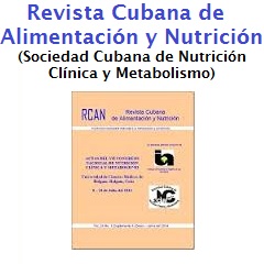 Título en parte superior de la revista científica “Revista Cubana de Alimentación y Nutrición” e imagen en parte inferior de la portada de dicha revista
