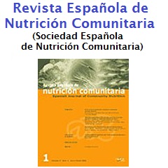 Título en parte superior de la revista científica “Revista Española de Nutrición Comunitaria” e imagen en parte inferior de la portada de dicha revista